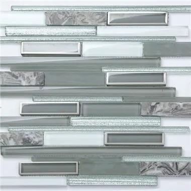 کاشی موزاییک فلزی و شیشه ای نقره ای